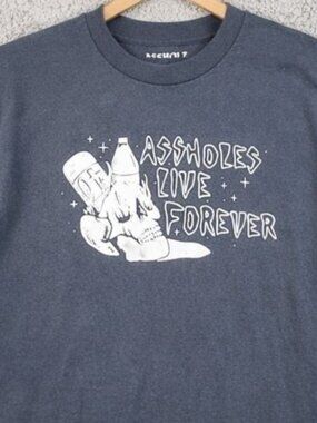 Men’s Humor Funny Graphic T Shirt Size Medium A$$holes Live Forever Crude Dad